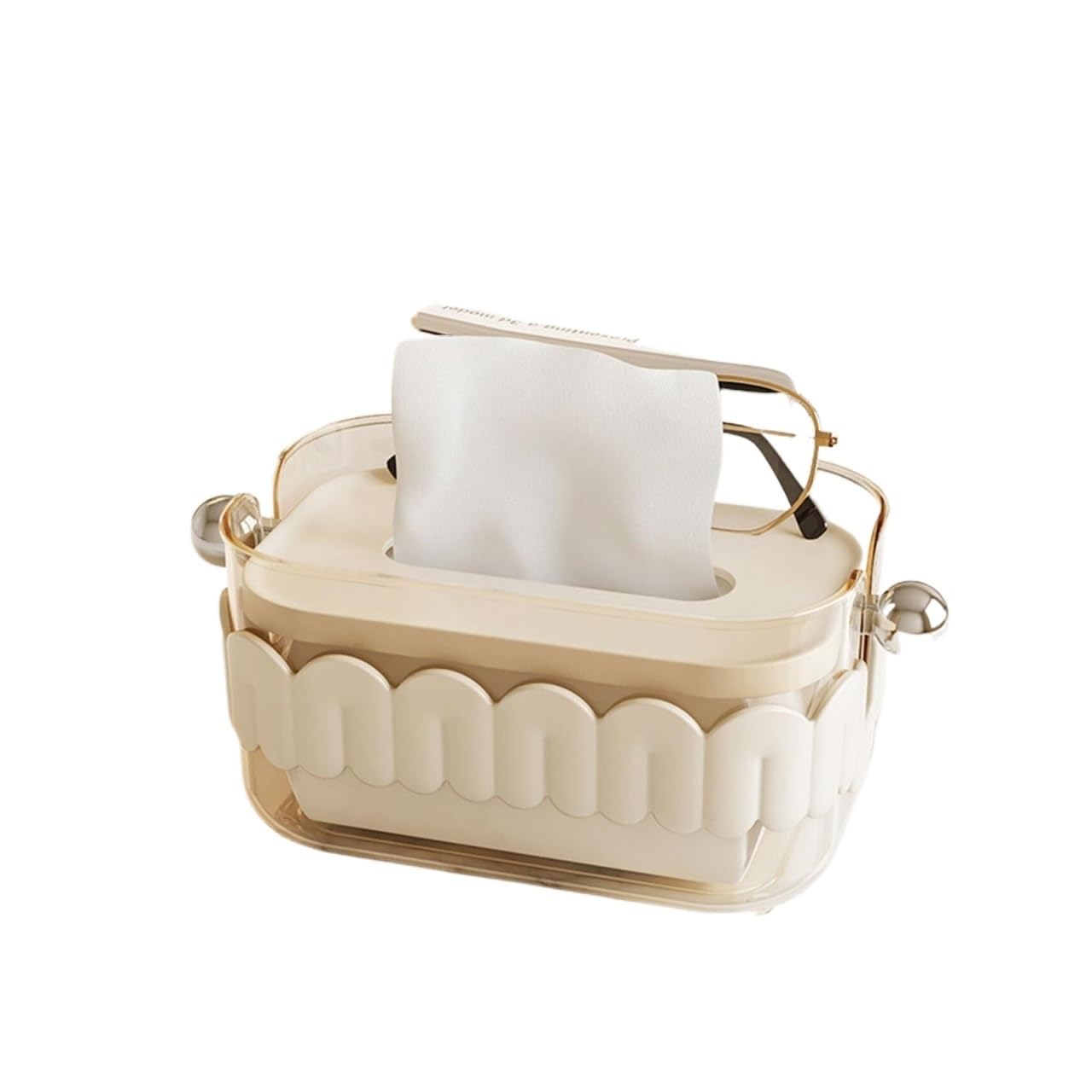 Tissue Dispenser Box Multipurpose Tissue Storage Box Holder With Easy Access Designs Apartment Must Haves(White)