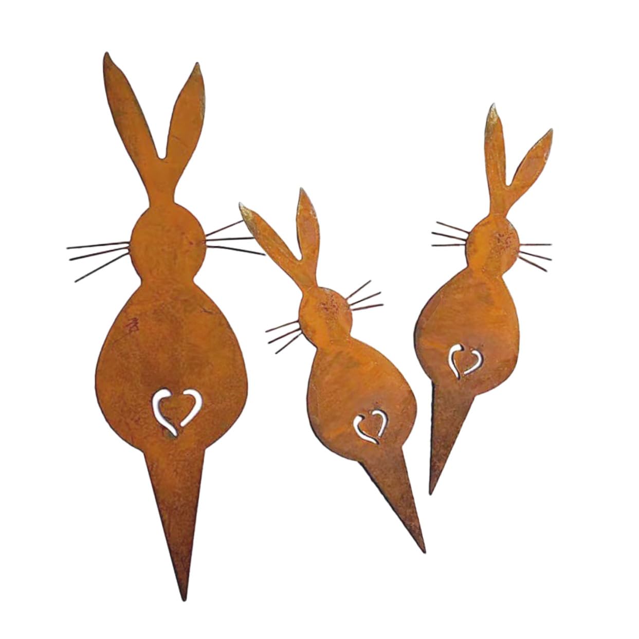 iplusmile 3pcs Rusty Iron Bunny Garden Stakes Set with 1 Large and 2 Small Rabbit Silhouette Lawn Decoration Outdoor Metal Animal Stakes for Easter Yard Patio Ornaments