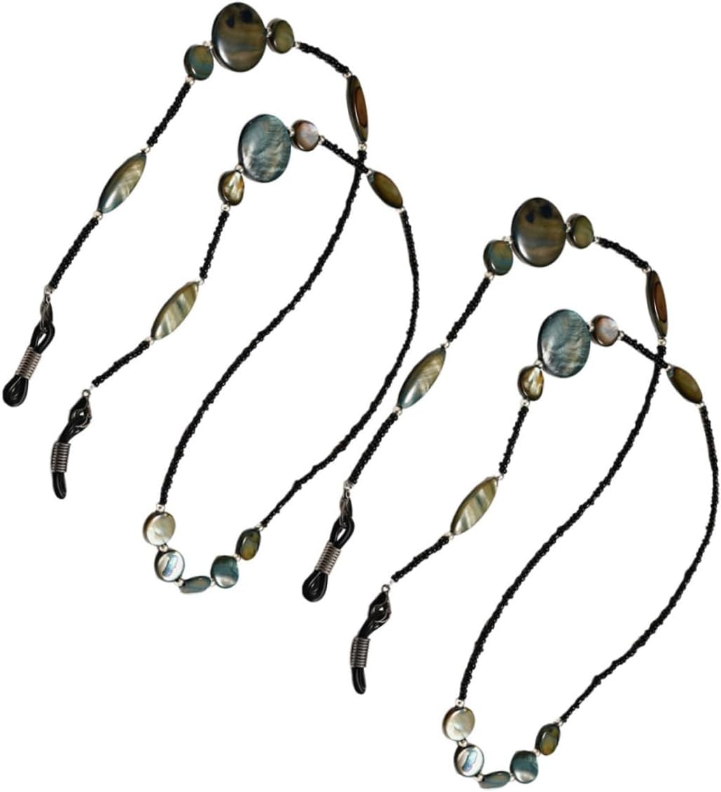 KOMBIUDA 2pcs Eyeglass Chains Glasses Cord Retro Beaded Sunglasses Holder Strap Anti-slip Eyewear Retainer for Women and Men Everyday Use