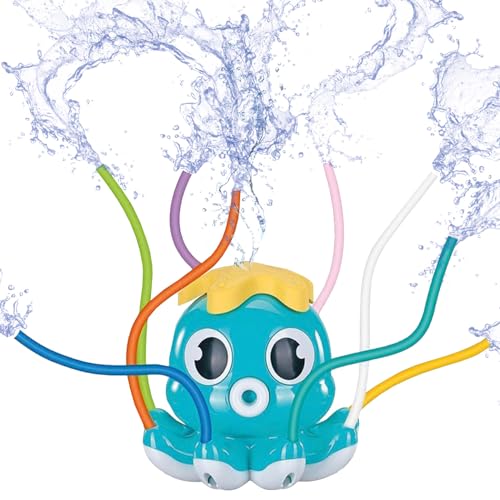 OctoSplash® Blau Sprinkler Oktopus | Wasserspielzeug für Kinder | Wasser sprühender Oktopus | Einfache Installation | Lustiges & Verspieltes Wasserspielzeug | Spiele im Freien | OriginalCorner®