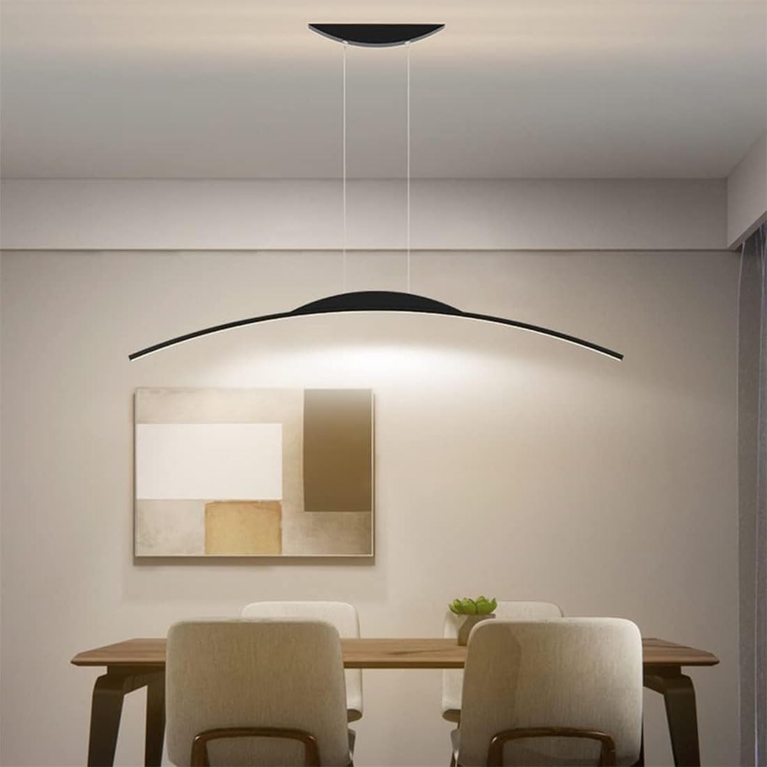 LED Lampadario a Sospensione Lampada da Tavolo da Pranzo Moderna Semplice ad arco Cucina Lampada a Sospensione Dimmerabile in Altezza Regolabile per Sala da Pranzo Soggiorno Ufficio (Nero, 120cm)