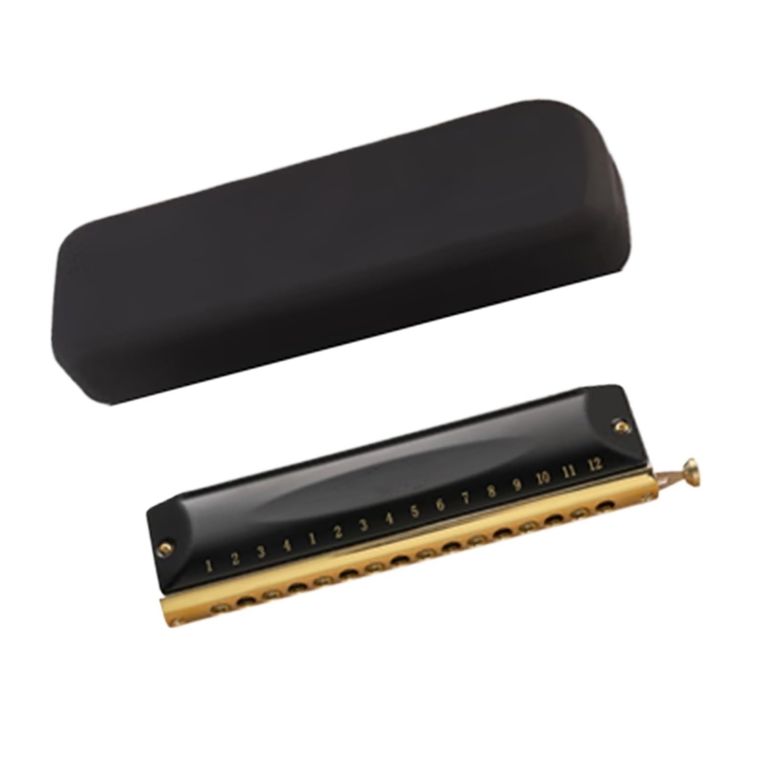 Harmonica Chromatique 16 Trous 64 Sièges Épais BK Instrument De Musique Professionnel Harmonica(12 holes)