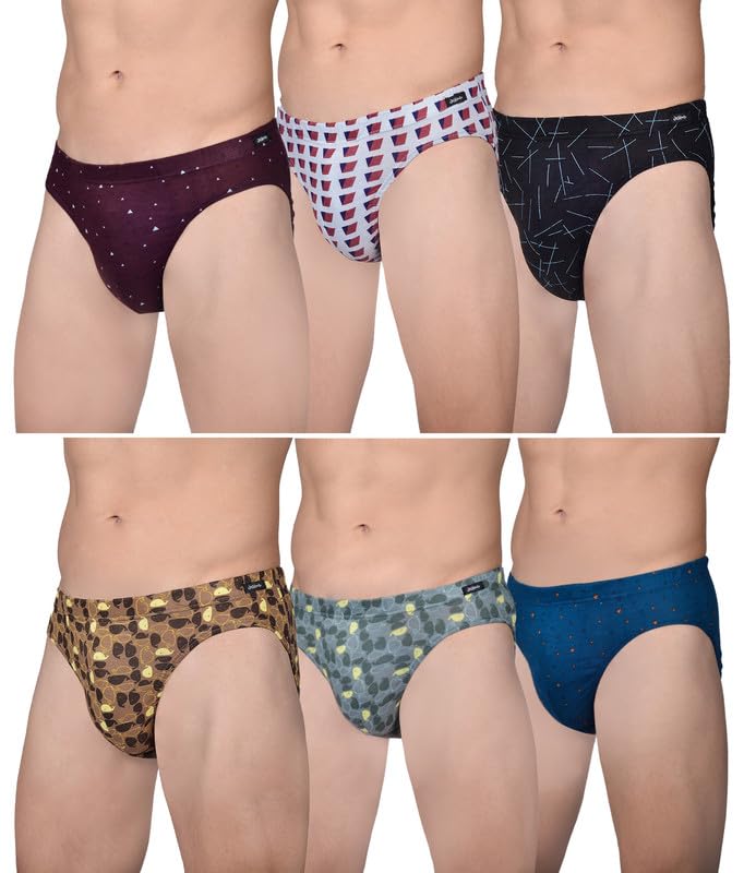 Designer 100% Combed Cotton Printed Briefs for Men | Four Way Stretchable, Ultra Soft Fabric - Color & Print May Vary (Pack of 6) Assorted-image-48