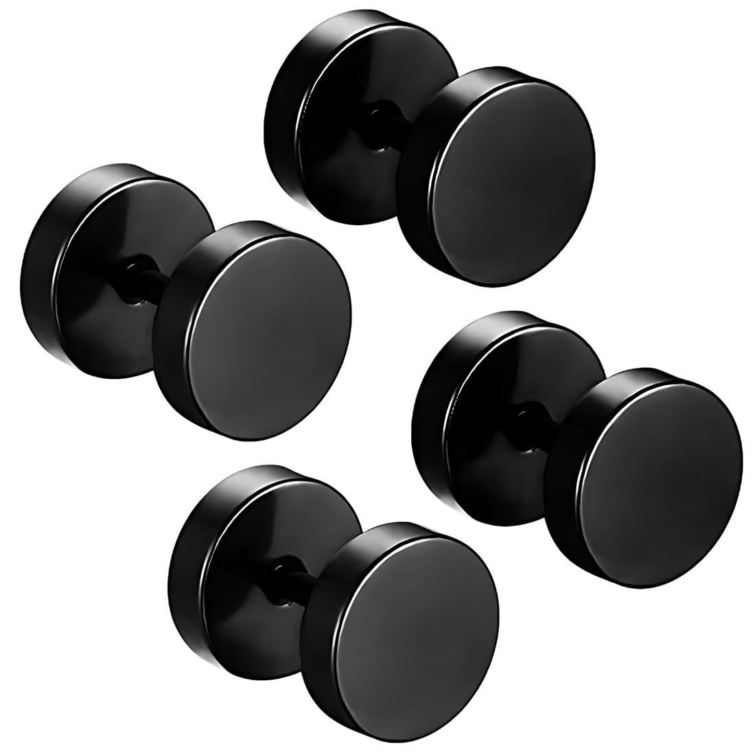 VIUWIZE 2 pares de pendientes de madera para hombre y mujer, pendientes redondos negros para hombre y mujer, pendientes de acero inoxidable, pendientes redondos hipoalergénicos