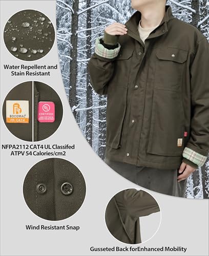 Image of BOCOMAL FR Jacket Insulated Flame Resistant Canvas Coat CAT4 Winter Outwear