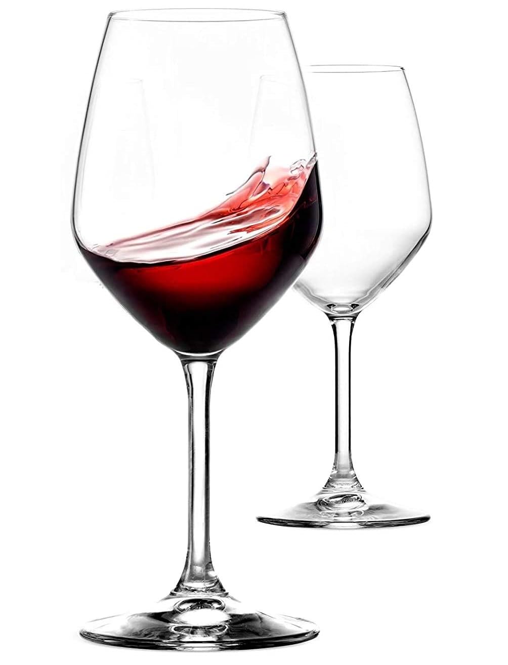 PATRANI FASHION | Red & White Wine Glass Brandy Glass 350 ML, Set of 2 Curve Wine Glass, Big Large Size Crystal Juice Glass Extra Large Tall Stemmed Wine Glasses Whiskey Drinking Glassees