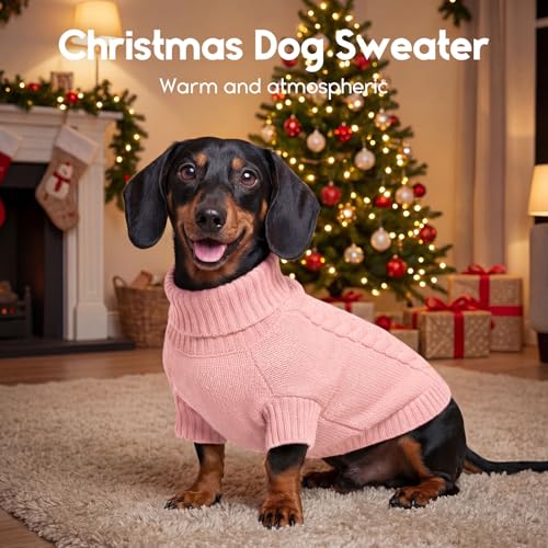 ASENKU Hundepullover Kleine Hunde M,Winter Warm Hundepulli, Waschbar Rollkragen Gestrickt Hunde Pullover Strickpullover für Französische Bulldogge,Schnauzer,Maltese,Bichon Frise,Boston Terrier
