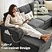 107 Inch Sectional Sleeper Sofa with Pull Out Bed, 7 Seat U Shaped Modular Sectional Sofa with Storage Ottoman, USB Port & 6 Pillows, Sectional Couches for Living Room & Apartment, Modular Couch, Grey