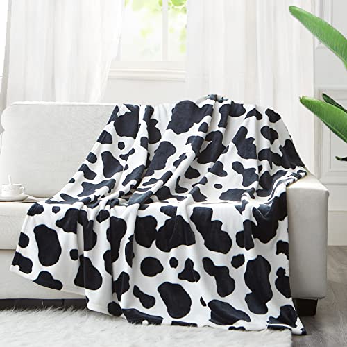 Fleece Cow Print Blanket Black And White Bed Cow Throws Soft Couch Sofa Cozy Warm Small Blankets Plush Gift For Daughter Mom, Bedroom Decor 40X50 Inch #TOP1