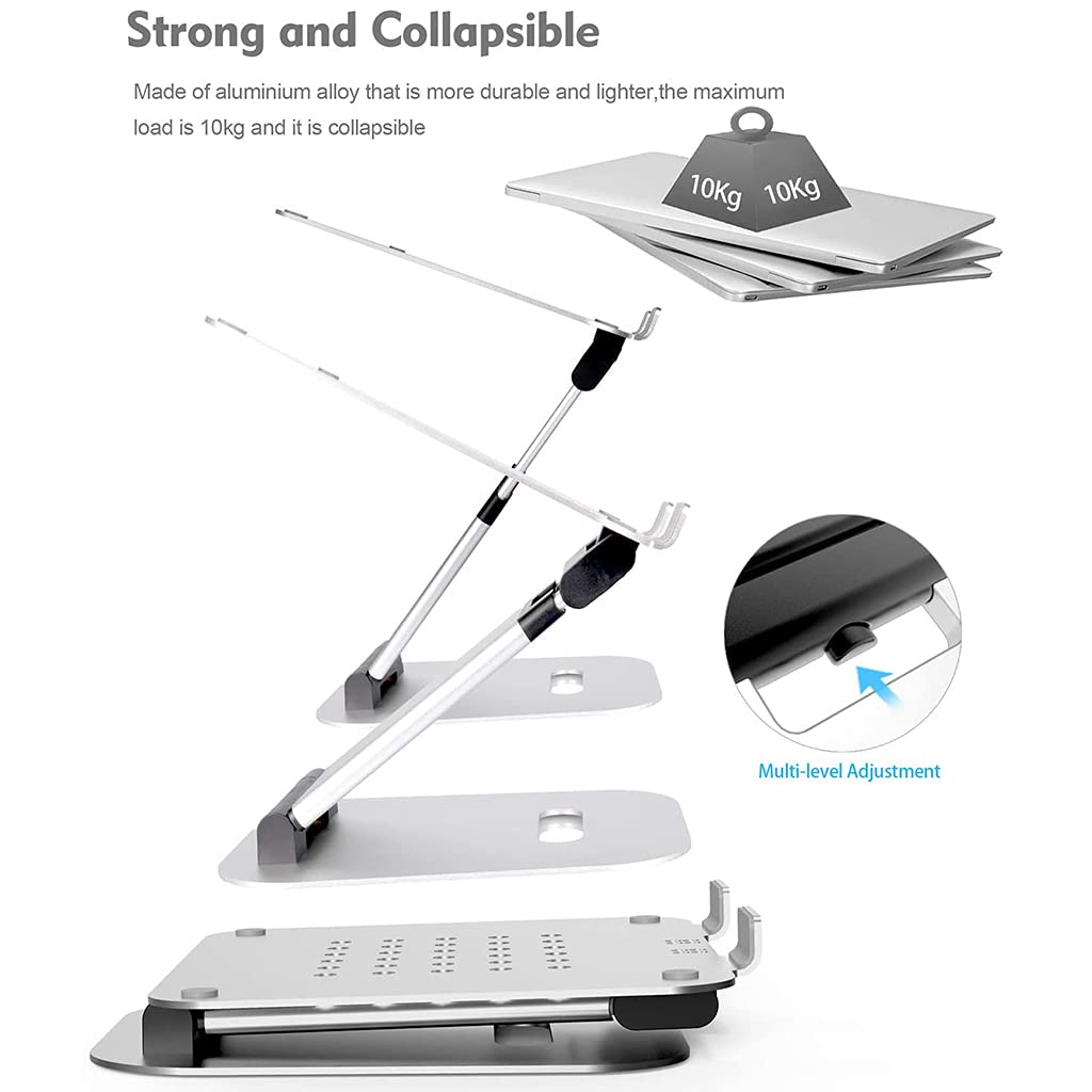 Aluminium Desktop Tablet Ständer, kühlend, rutschfest, Notebook, Verstellbarer Kühl für 11–17 Zoll Notebook Laptops