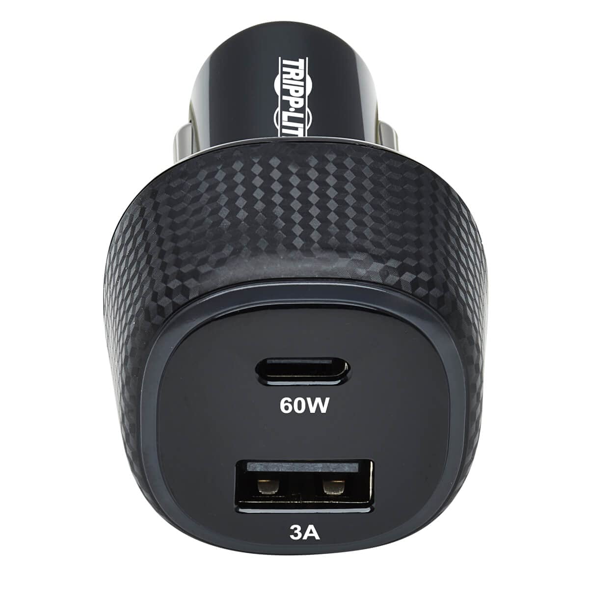 Tripp Lite Cargador de Coche USB, Cargador de Coche USB de Doble Puerto máximo de 63 W, USB-C PD 3.0 hasta 60 W, USB-A QC 3.0 hasta 18 W, Negro (U280-C02-63W-1B)