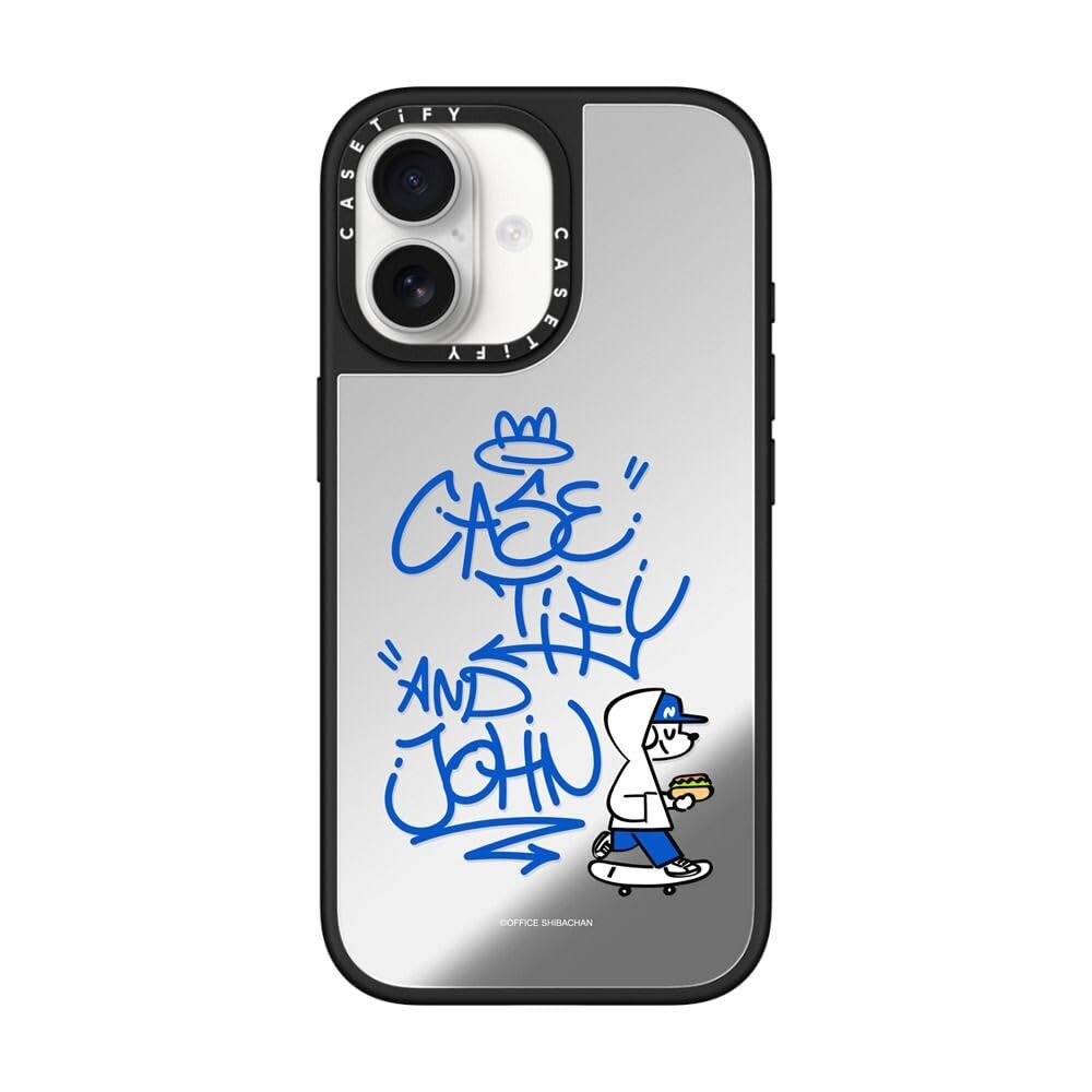 CASETiFY ミラー iPhone 17 ケース [鏡面(スマホカバー) / MagSafe対応/指紋防止] - CASETiFY AND JOHN (graffiti) - シルバー (ブラックバンパー)