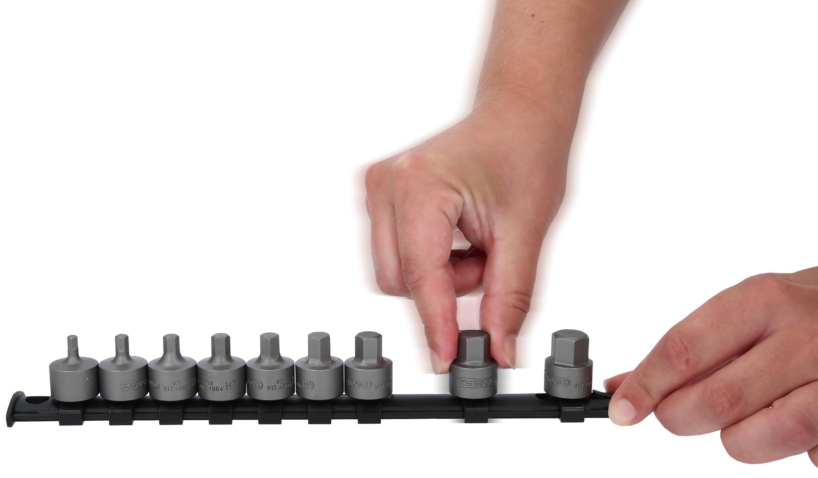 KS Tools 917.4000 3/8" zestaw końcówek nasadowych sześciokątnych, krótkie, 9-częściowy, 4-14 mm