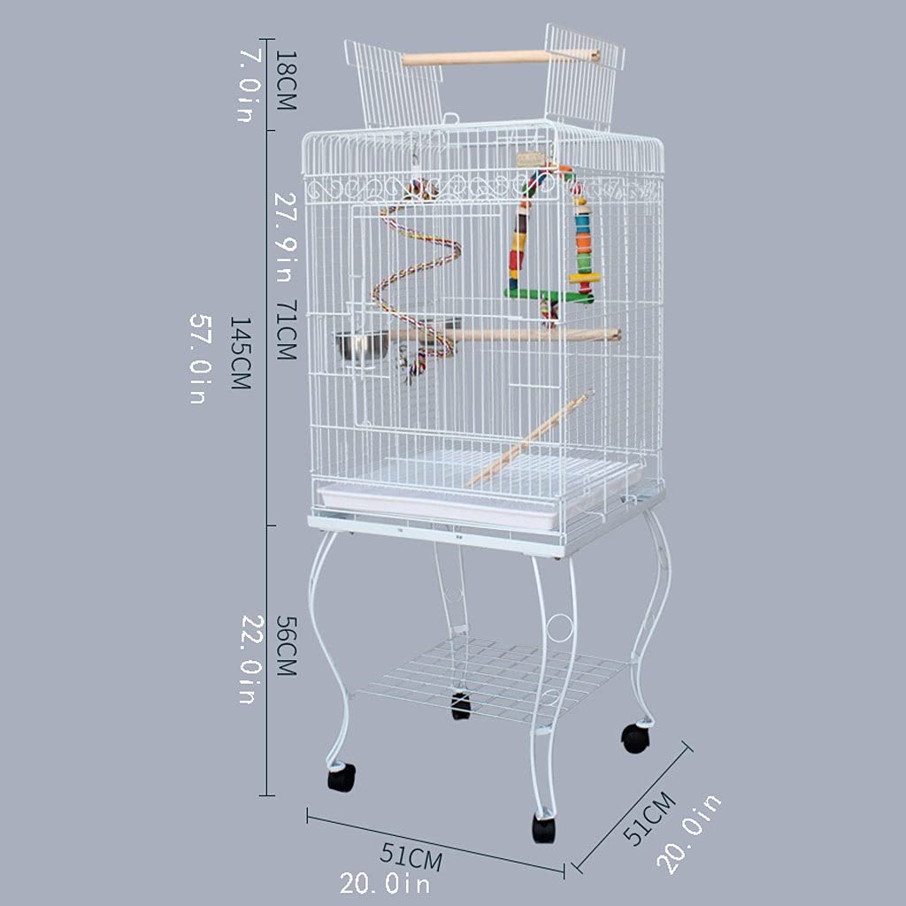 Gabbia Voliera Rack interattivi per Animali Domestici e Gabbie mobili pappagalli Sono Adatti per canarini Piccoli pappagalli, fringuelli, Uccelli Amore e parrocchetti Bird Cage (Color : White)