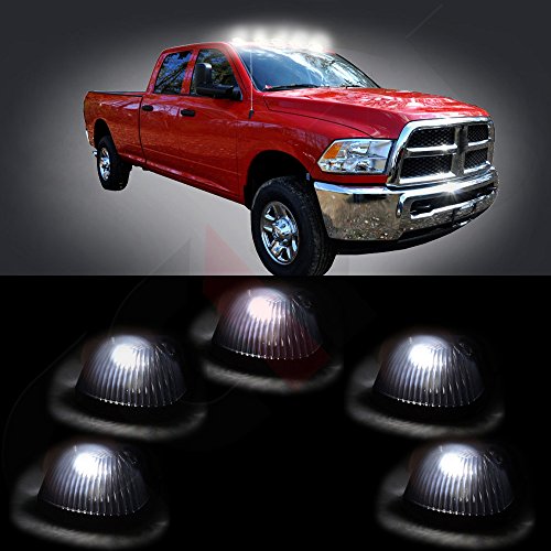 cciyu Replacement fit for 94-98 for Dodge for Ram 2500 3500 Black Smoked Cab Roof Top Marker Running Lamps w/White Samsung LED Light Bulbs(5 Pcs)