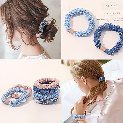 Image of Hair Ties Scrunchies - Small Mini Scrunchy for Women Thick Hair Accessories Cute Soft No Slip Hair Elastics Ponytail Holder for Curly Hair No Damage Hairties Gift for Girls