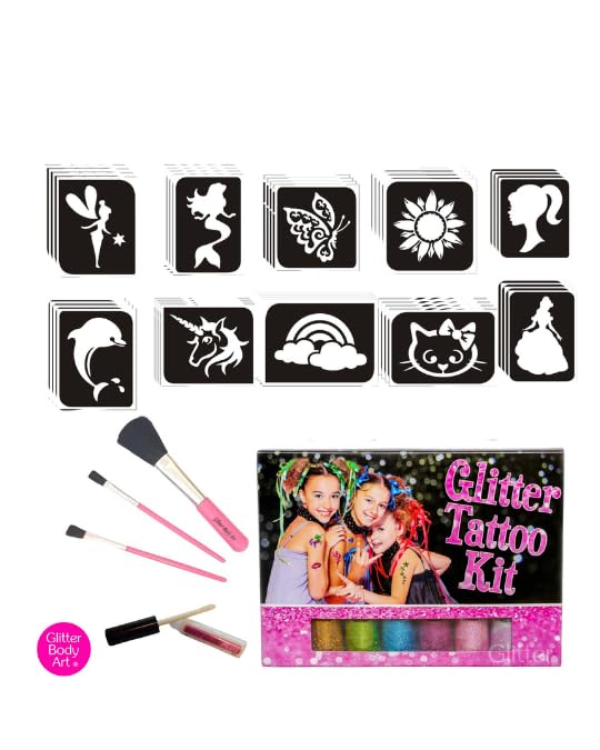 Girls Glitter Tattoo Kit - temporary tattoos, Princess party, Girls, Butterflies