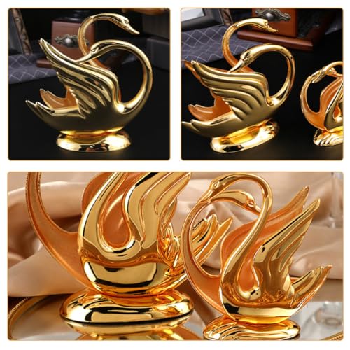 Servilletero de metal de cisne dorado jojofuny para mesa de comedor 7