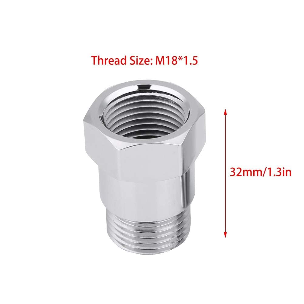 Adattatore sensore ossigeno 32mm M18 * 1,5 2 pezzi prolunga O2 argento