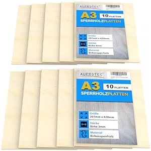 AUPROTEC Birkensperrholz A3 3mm 10 Platten