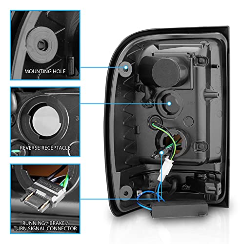 Amerilite For 2001-2011 Ford Ranger C-Type Led, Halogen, Tube Clear Replacement Car Brake Tail Lights - Passenger And Driver Side, Vehicle Light Assembly, Black #TOP5