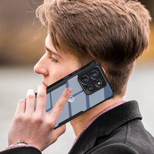 Image of Amazon Brand - Solimo Clear Back Cover Case for Moto Edge 60 Fusion 5G | 360 Degree Protection | Transparent Back Cover Case for Moto Edge 60 Fusion 5G (PC & TPU, Black Bumper)