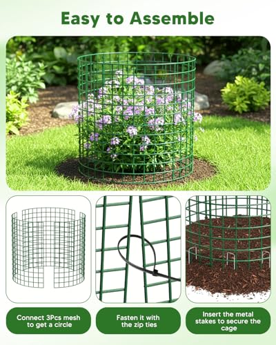 Jaula protectora para plantas contra conejos con estacas y bridas de metal 7