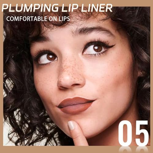 Image of Matte Lip Liner - Dual-Ended Retractable Pencil with Silicone Smudger, Waterproof Long Wear Crayon for Flawless Contour & Plump Lips, Vegan Cruelty-Free Beauty for Everyday Elegance (05#, 1PCS)