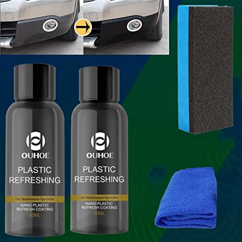 2PCS Plastic Revitalizing Coating Agent, Nano Plastic Refreshing Coating, Plastic Parts Refurbish Agent for Car, Retreading Agent Automotive Interior Cleaning Agent (2pcs*50ML)