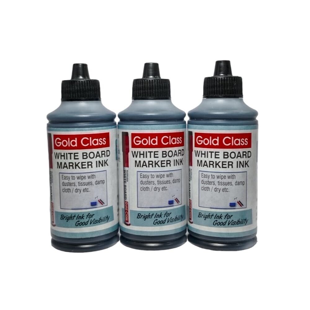 GOLD CLASS White Board Marker Ink(100ml) (Pack of 3) (Black)| Suitable for White Board Surface |School Stationery |Easily Refill |Bold Black Color |Smudge Proof|Quick Drying |Indian Brand.-image-10