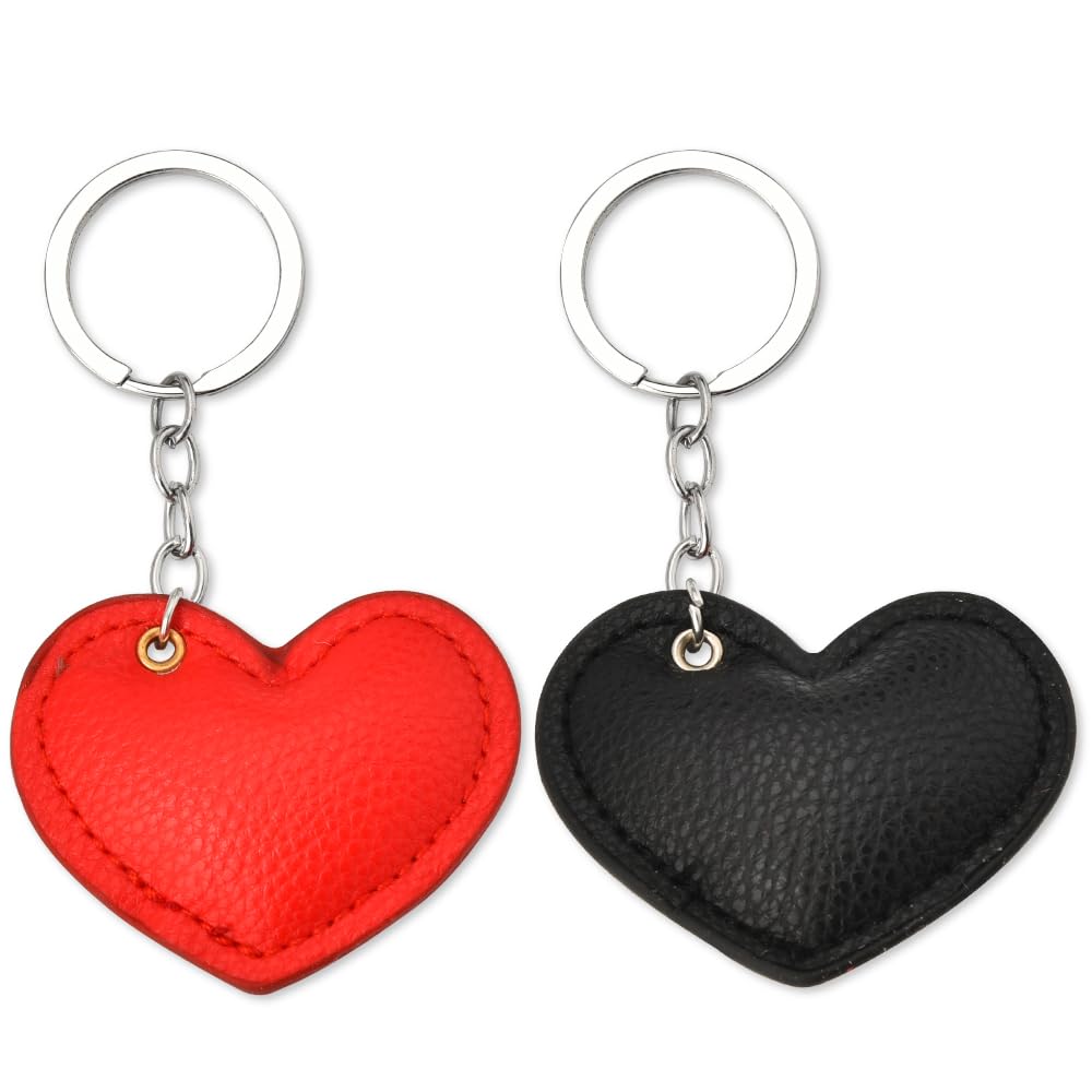 Matching Heart Keychain Set for Couples Anniversary Day Gifts for Him Boyfriend Husband Birthday Gifts from Wife Girlfriend Gift ideas Black and Red Heart Shaped Keychains for Women GF and BF Stuff,