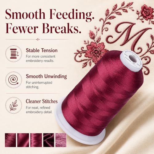 Image of Simthread 5000M 40WT Polyester Embroidery Thread, Dark Fuchsia 107 | 5000M 40WT polyester thread feeds smoothly for machine embroidery, monograms, logos, patches and quilting.