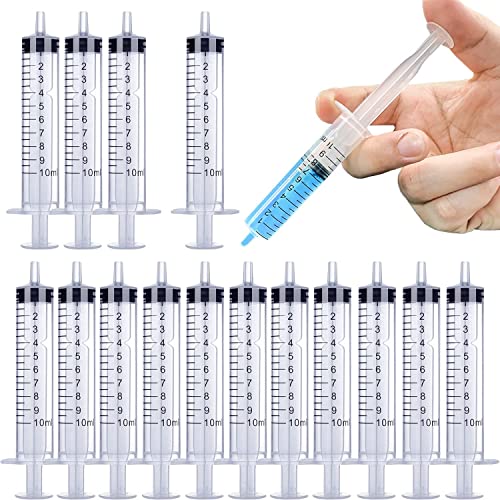20 Packs Plastic Syringe 10 ml Individually Sealed with Cap Measurement for Scientific Labs Home Care Measuring Liquids Feeding Pets DIY Lip Gloss Oil or Glue Applicator Art Painting