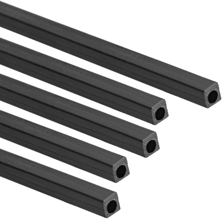 sourcing map Carbon Fiber Square Tube 3x3x2mm Inner Round Dia. 200mm Length Pultruded Carbon Fiber Tubing for RC Airplane 5 Pcs