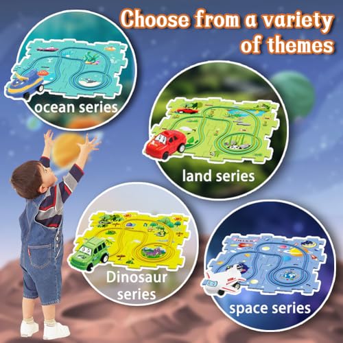 DIY Assembling Electric Trolley, 2024new Toddler Puzzle Track Play Set with Vehicles, Puzzle Track Car Playset, Birthday Gift for Kids Ages 3+, Enhance Parent Child Relationship (All Cars)