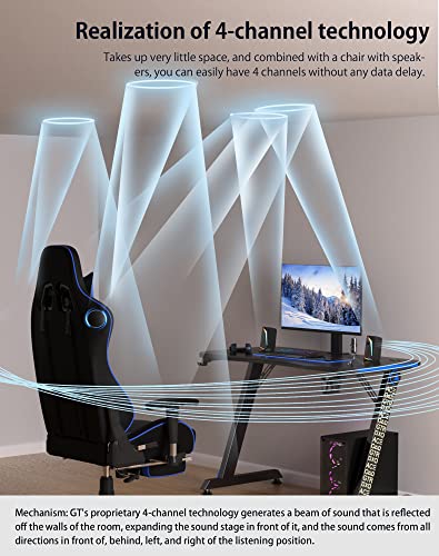 Image of GTPLAYER Gaming Chair Bundle with Integrated Speakers, RGB Computer Speakers & USB Adapter - Ergonomic Music Chair for Surround Sound, Wireless & Complete Entertainment Setup, Cream