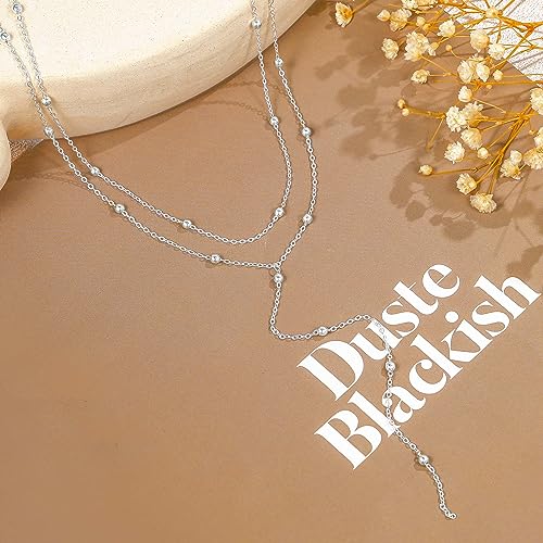 silver plated necklace for women dainty silver plated long lariat y necklace for women trendy chain pendant simple for wedding christmas gifts