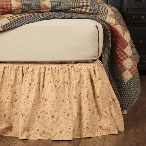 VHC Brands Maisie King Bed Skirt 78x80x16 Country Bedding Accessory, Tan