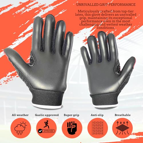 Murphys V2 Gaelic Football Adult's Gloves, Premium Latex Field Players Mittens, Durable Hook and Loop Closure, Pink and Black - Image 2