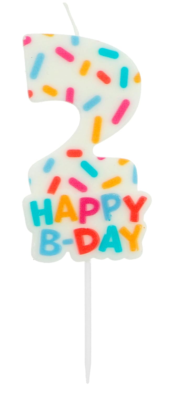 Folat 24112 Birthday Candles - Candle Cozy Sprinkles Number 2-7 cm - Cake Decorations for Birthday Anniversary Wedding Party Graduation Party