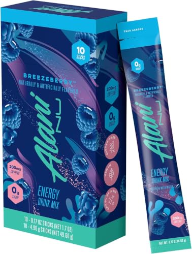 Image of Alani Nu BREEZEBERRY, Energy Sticks Drink Powder,200mg Caffeine,Pre Workout Performance -Antioxidants, On-The-Go Drink Mix, Biotin, B Vitamins, Zero Sugar, 5 Calories,10 Count, 1.7 Ounce (Pack of 12)
