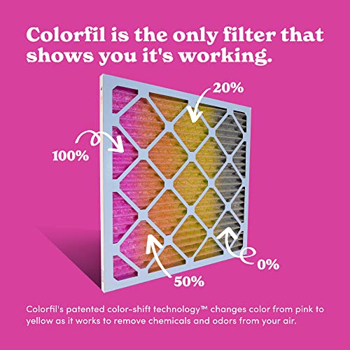Image of 12x20x1 Air Filter by Colorfil | Color Changing Filters for Cat and Dog Odor | MERV 8 Furnace AC Filter for Pet Hair and Dust | 11.5 inchx19.5 inchx0.75 inch Exact Size | Pack of 2