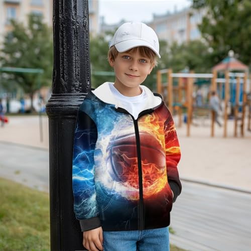 Unisex Boys Winter Warm Lined Zip Up Sweatshirt Fleece Jacket Kid's Hoodie Outerwear with Pocket2