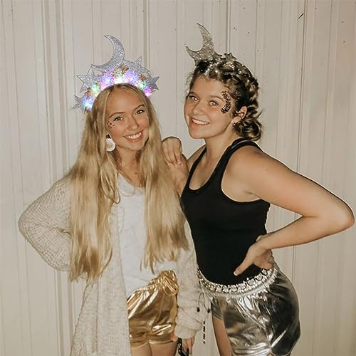 JONKY Light Up Star Headband Moon Stars Headpiece Glow Celestial
