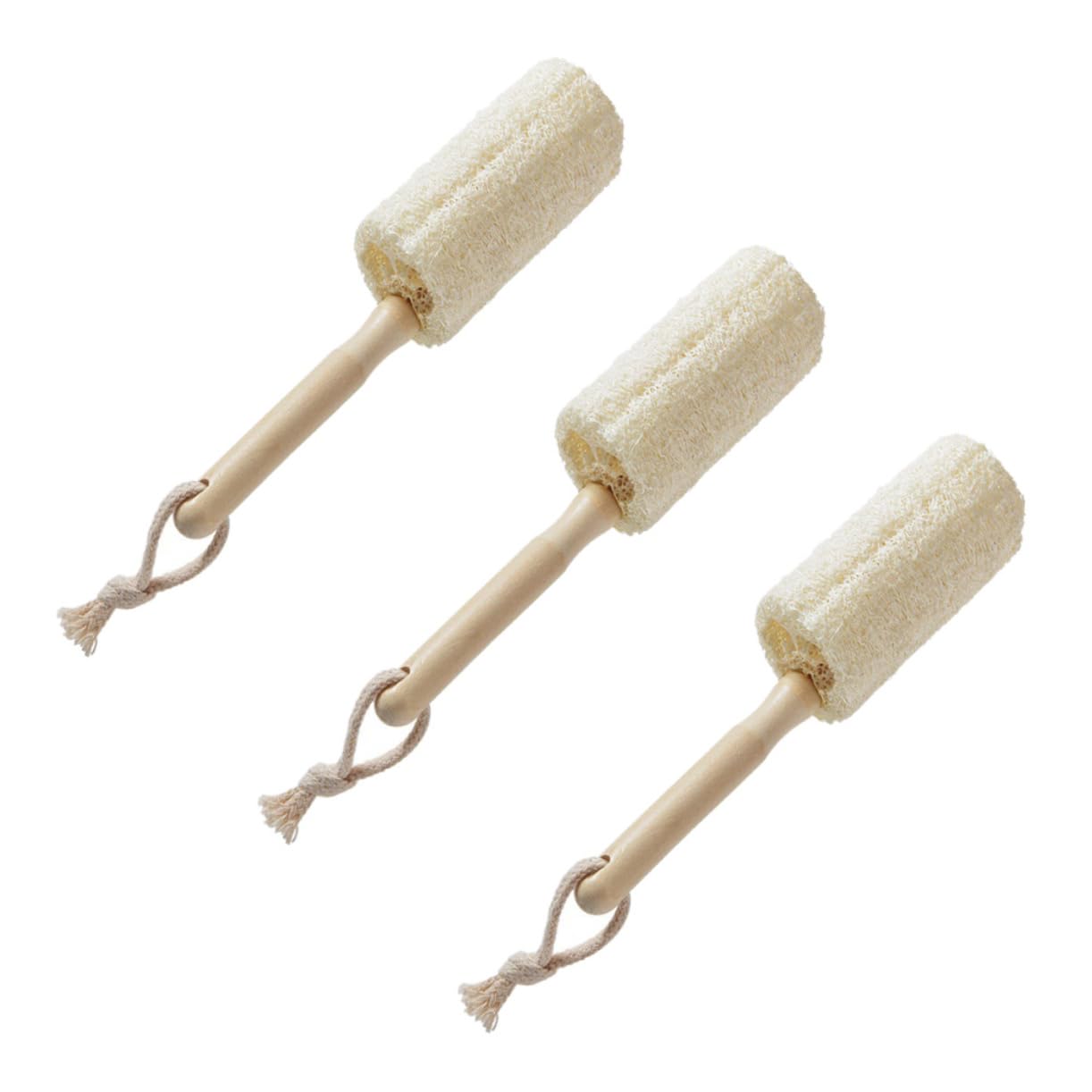 UTHCLO Safe Reusable Loofah Cup Brush Wood Handle Bottle Brush Dish Wand Large Bottle Cleaning Supply