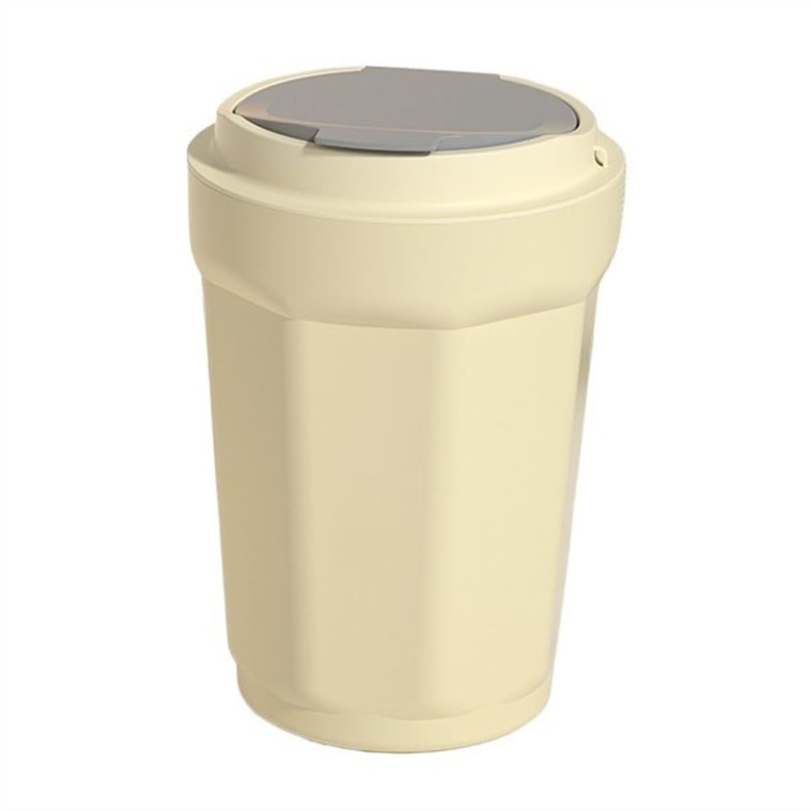 Basura Bote de basura plástico 12 litros/3,1 galones, cubo con tapa superior a presión, cesto moderno blanco crema for sala estar, dormitorio, baño