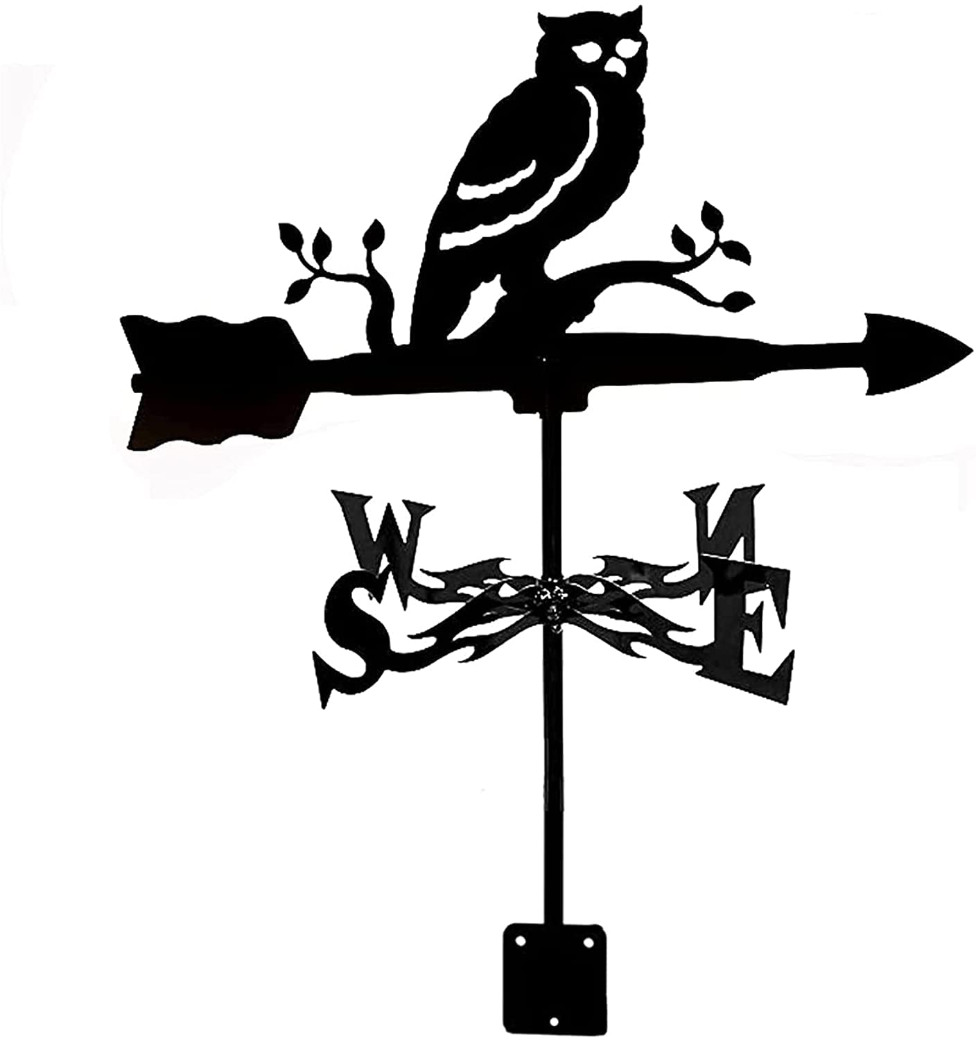 WIQUYBML wind vane Weathervane,Metal Weather Vane Owl Weathervane Garden Stainless Steel Wind Direction Indicator for Outdoor Iron Roof Yard Decoration (A)