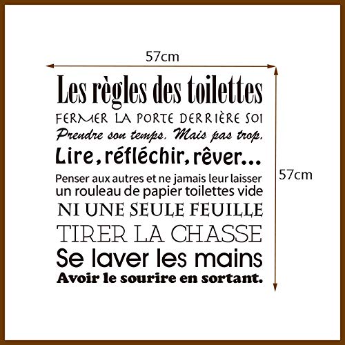 Sticker Mural Autocollant Amovible Décoration De La Maison Règles De Salle De Bain - Règles De Toilette Stickers Muraux Art Papier Peint Décor À La Maison 57 Cm X 57 Cm