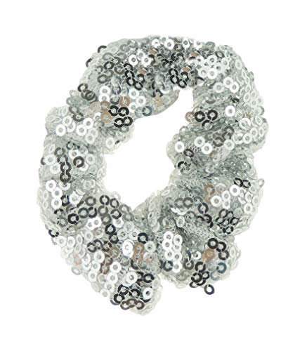 Glamour Girlz Chouchou élastique à paillettes pour femme et fille (petit argent) Cover