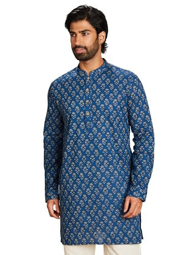 Image of Amazon Brand - Symbol Men's 100% Cotton Everyday Mid Length Casual Kurta - Regular Fit (Available in Plus Sizes)